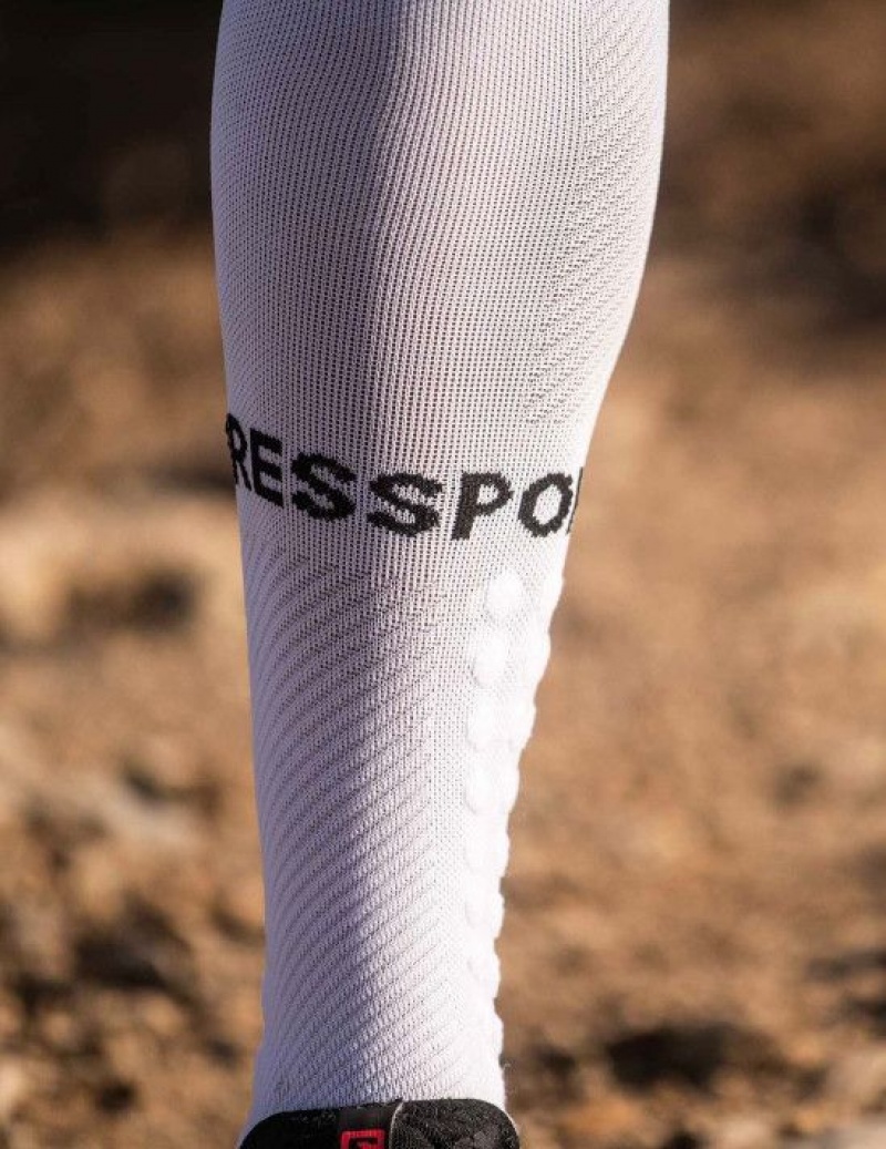 Sosete Compressport Full Socks Run Unisex Albi | 802645-INJ