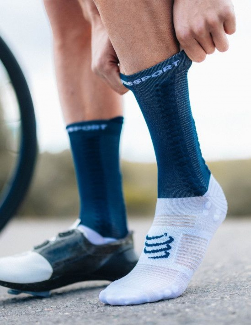 Sosete Compressport Pro Racing Socks v4.0 Bike Unisex Albi | 649102-CZU