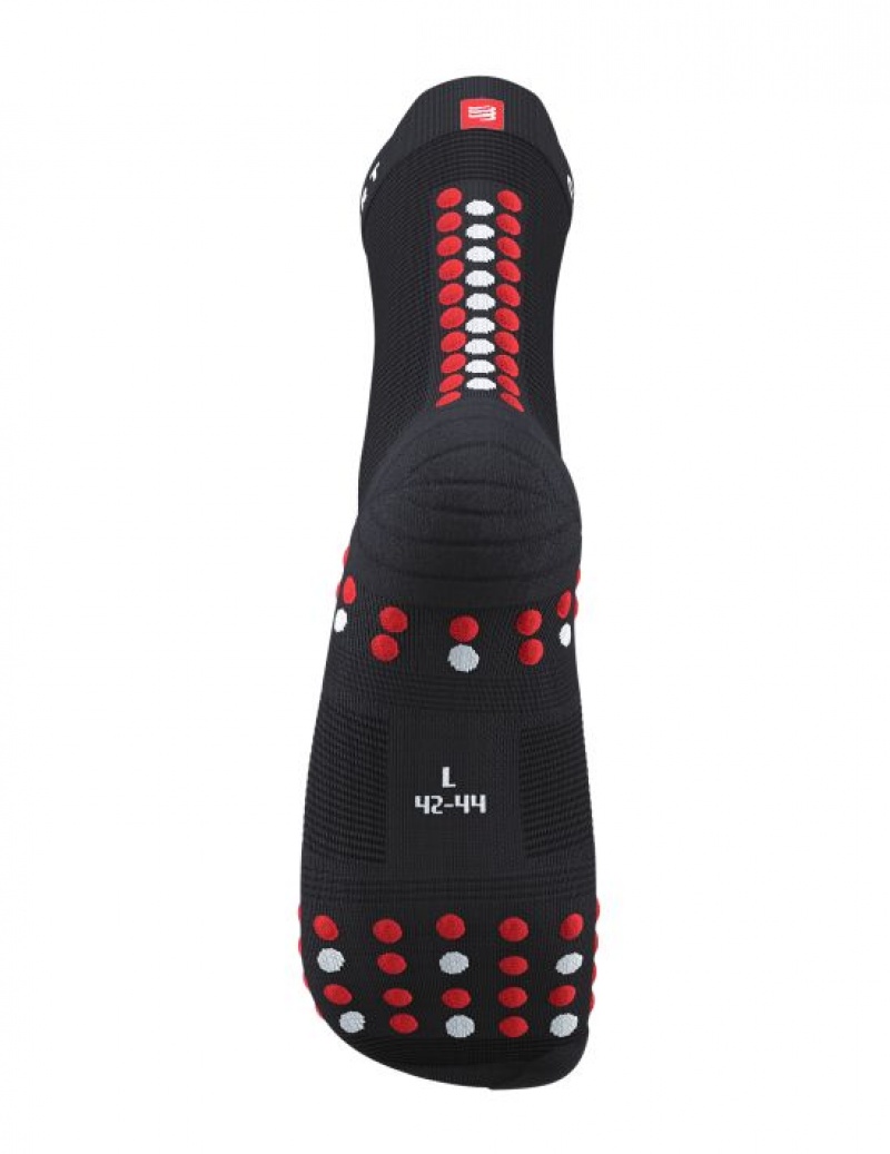 Sosete Compressport Pro Racing Socks v4.0 Run High Unisex Negrii Rosii | 950821-DFQ