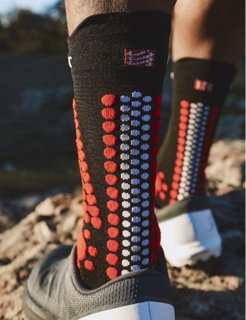 Sosete Compressport Pro Racing Socks v4.0 Trail Unisex Negrii Rosii | 384962-PSA