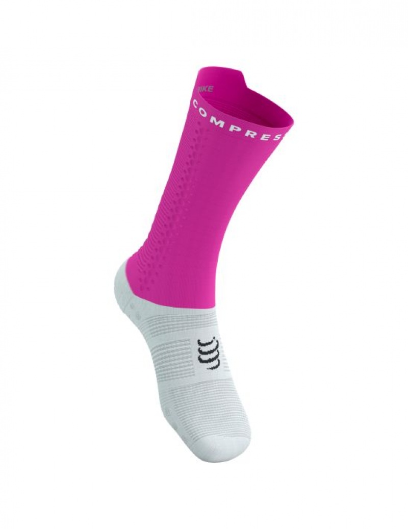 Sosete Compressport Pro Racing Socks v4.0 Bike Unisex Albi Roz | 914682-MTE