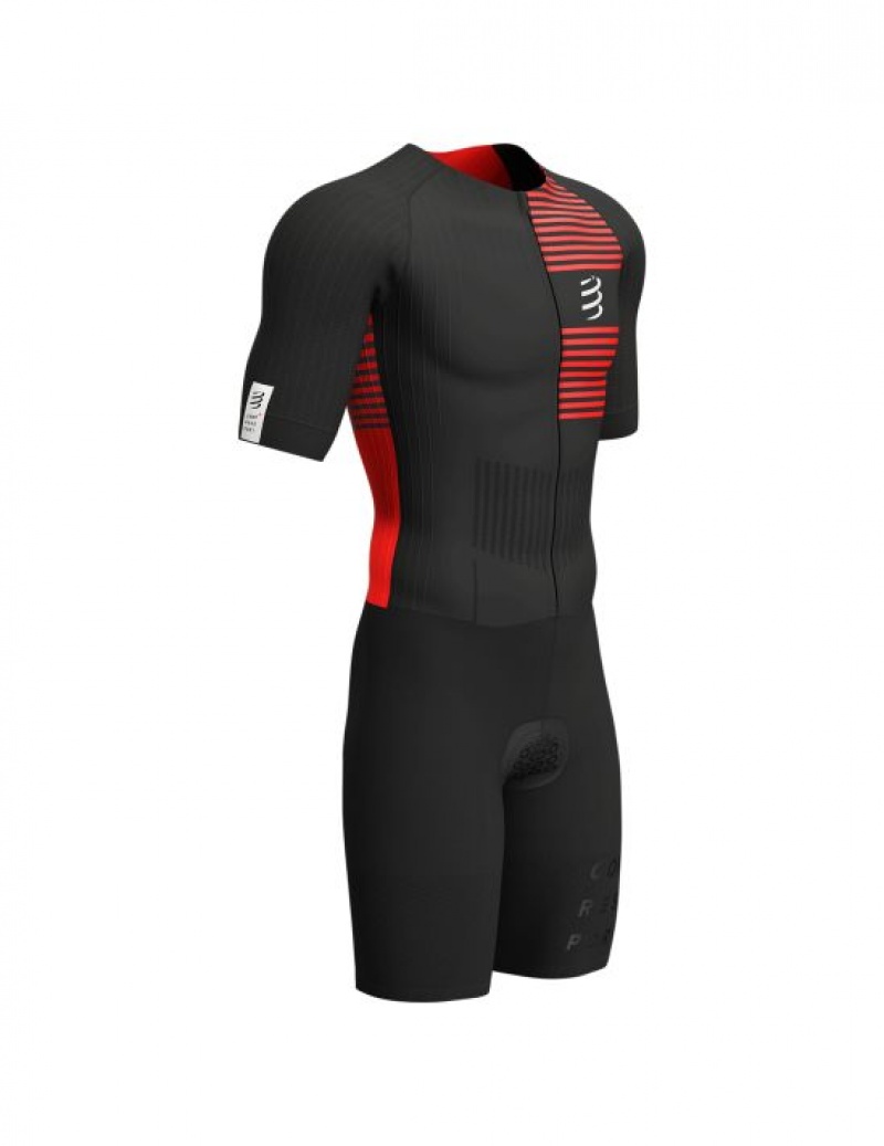 Tricouri Compressport Aero SS Trisuit M Barbati Negrii Rosii | 781263-YKJ