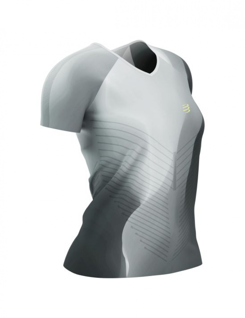 Tricouri Compressport Performance SS Tshirt W Dama Negrii Albi | 603981-ATP