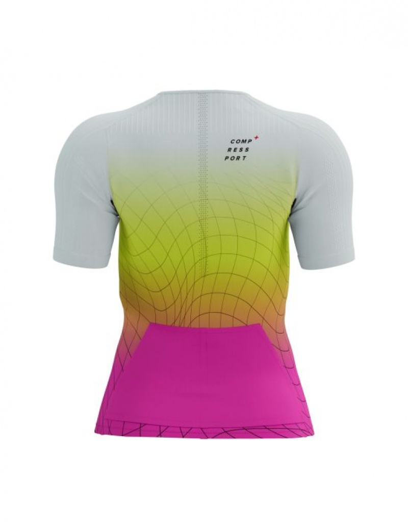 Tricouri Compressport Tri Postural Aero SS Top W Unisex Galbeni Roz | 816024-YAO