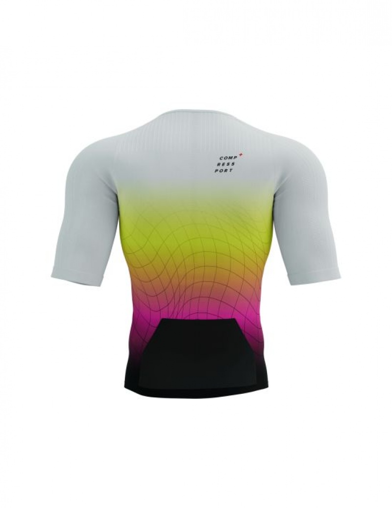 Tricouri Compressport Tri Postural Aero SS Top M Unisex Galbeni Roz | 620897-ZXD