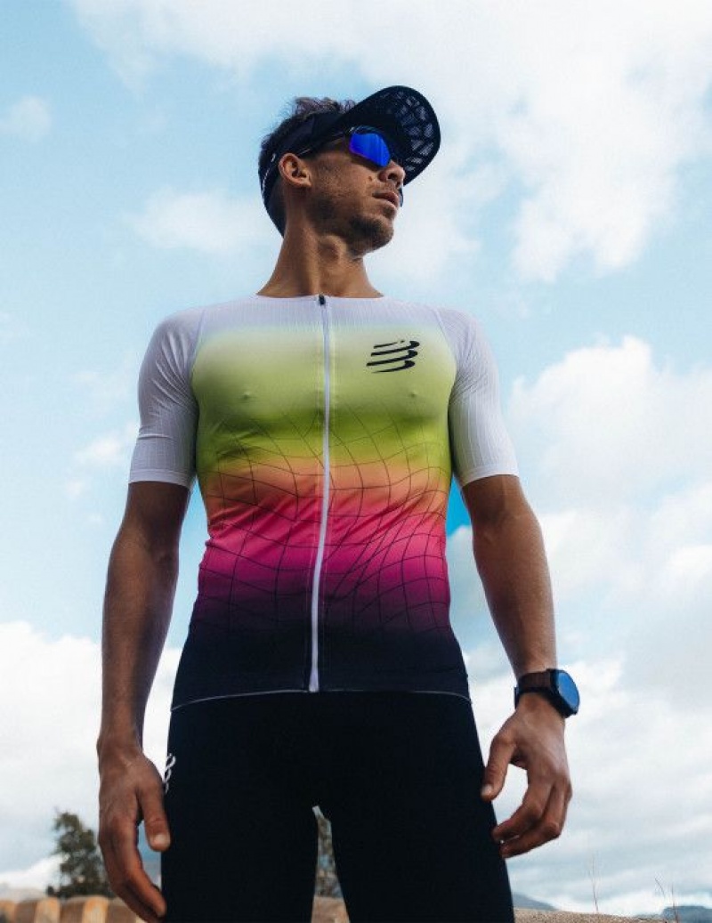 Tricouri Compressport Tri Postural Aero SS Top M Unisex Galbeni Roz | 620897-ZXD