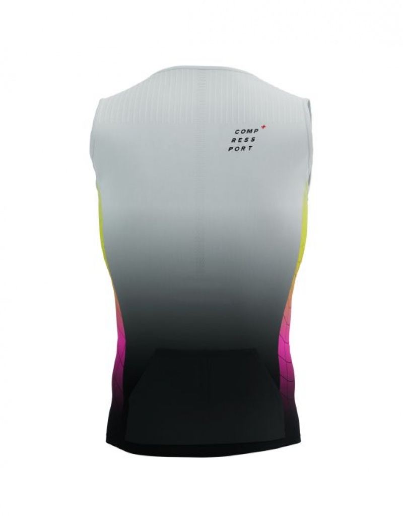 Tricouri Compressport Tri Postural Aero Tank Top M Unisex Galbeni Roz | 340689-IVH