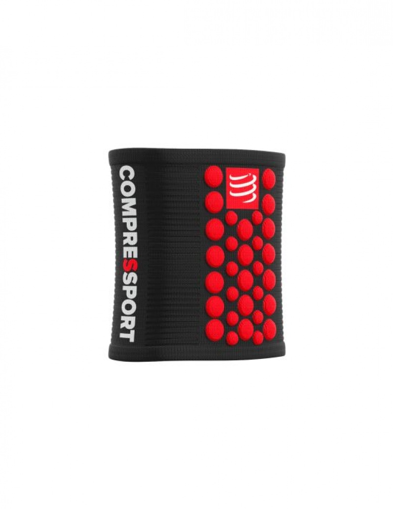 Wrist Sweatbands Compressport Sweatbands 3D.Dots Barbati Negrii Rosii | 631085-XVO